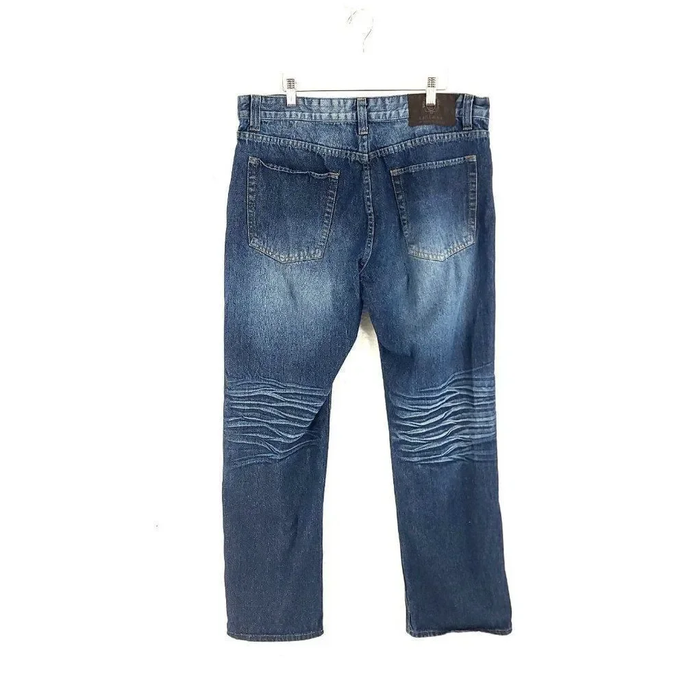 Bill‎ Blass Blue Denim Whiskering Stone Wash Mid Rise Jeans 38/32